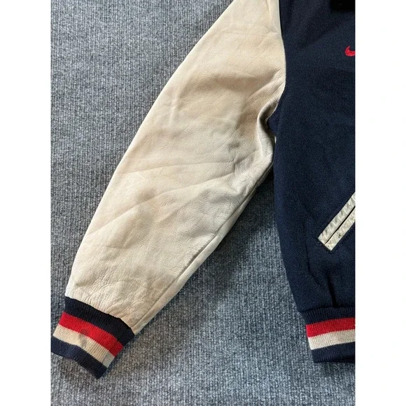 Vintage Nike US Soccer Varsity Jacket Mens Small Navy Blue Wool Leather Sleeves - Picture 8 of 16